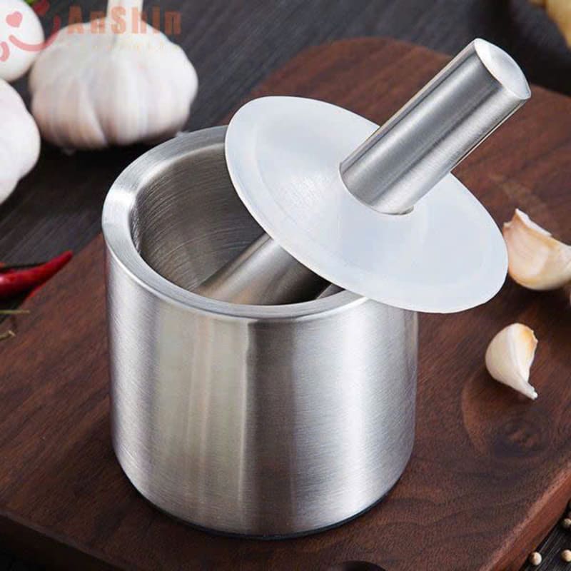 Bộ chày cối inox 304 nguyên khối có nắp đậy