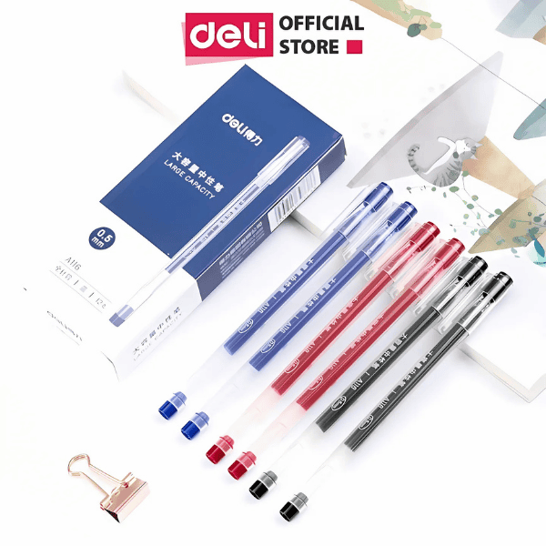 Hộp 12 cây bút gel Deli siêu trơn ngòi 0.5mm E6600S/C6600S