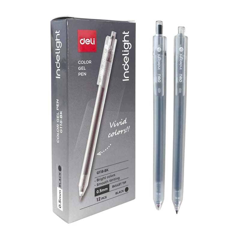 Hộp 12 cây bút gel Deli ngòi 0.5mm G118