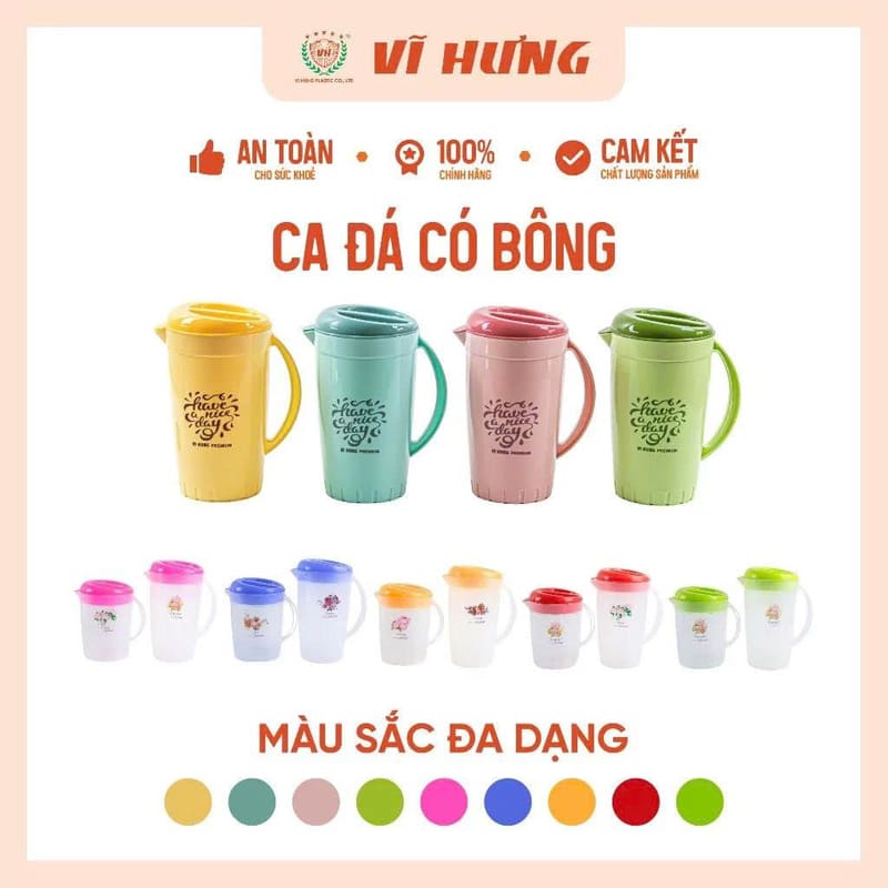 Ca đá có bông nhựa Vĩ Hưng 1.8L 3704