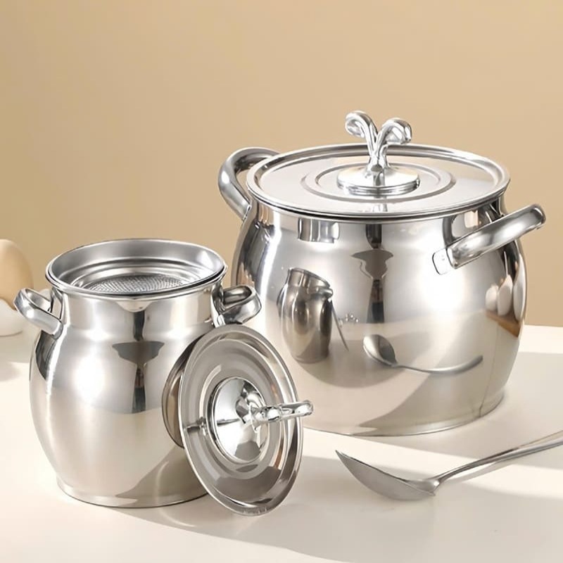 Ca lọc dầu inox kèm muỗng tai thỏ 2.6L size 14cm