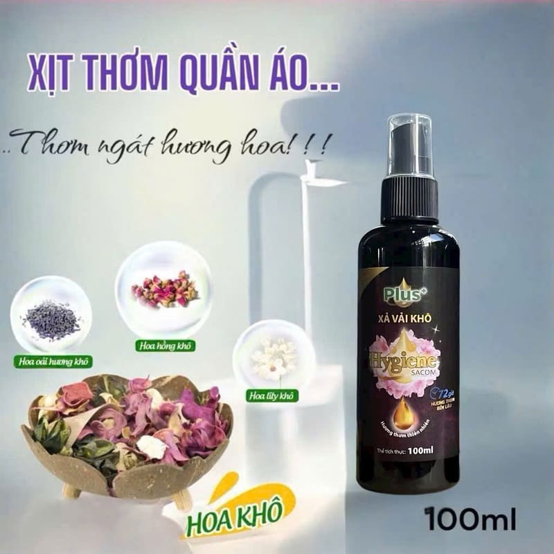 Chai xịt xả vải khô thơm quần áo Hygiene Plus