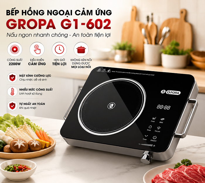 Bếp hồng ngoại cảm ứng Gropa G1-602