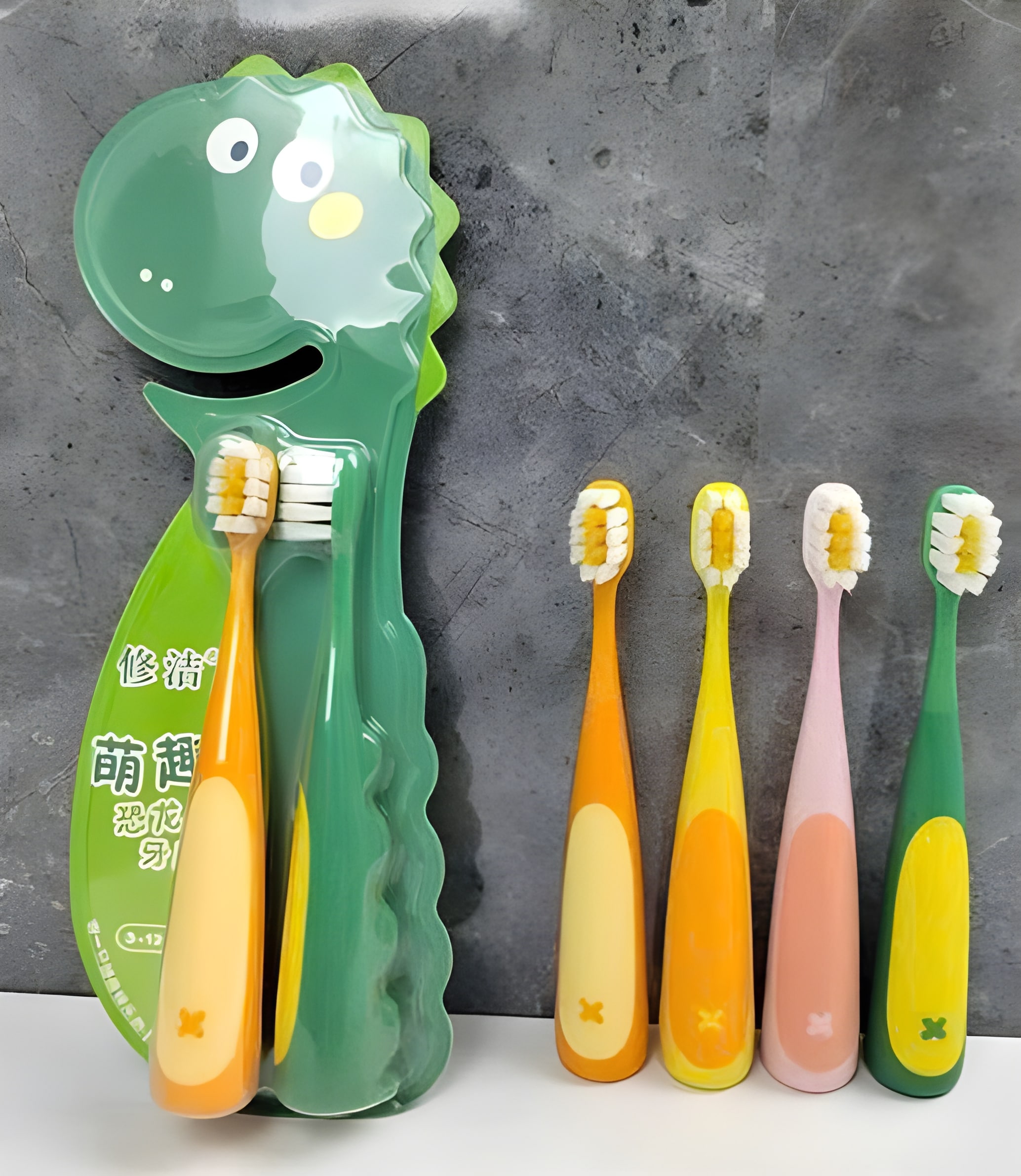 Set 2 bàn chải đánh răng cho bé hình khủng long cho bé