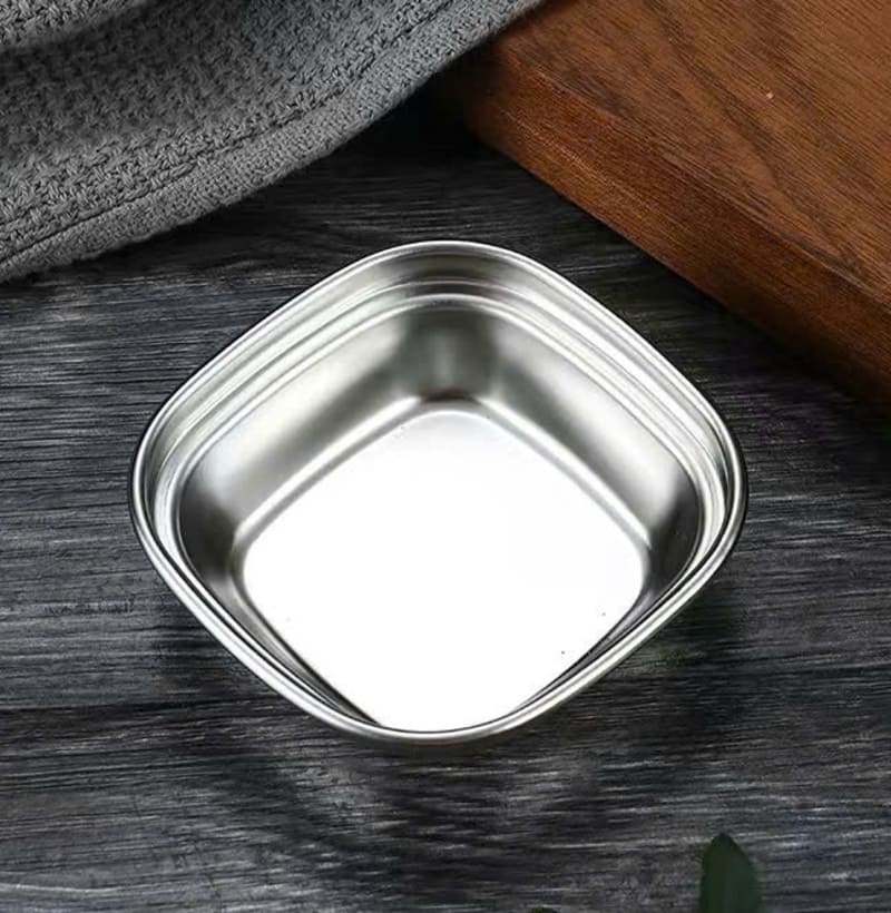 Đĩa chấm inox 1 ngăn đựng gia vị màu bạc