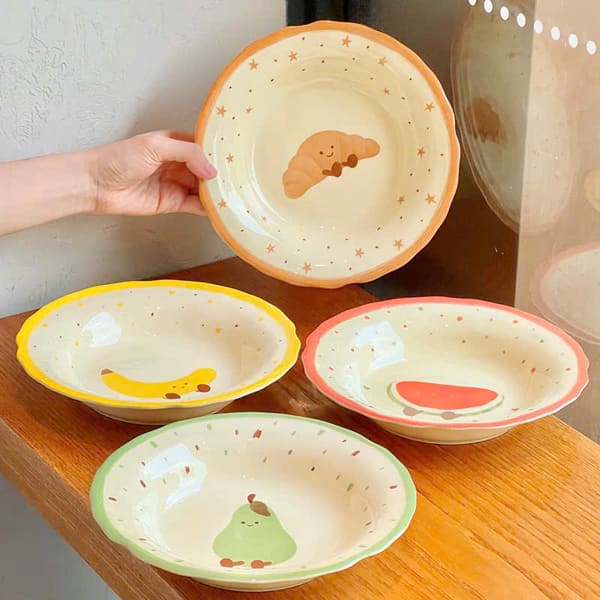 Đĩa sứ đựng thức ăn hoạ tiết siêu cute size 8.2inch