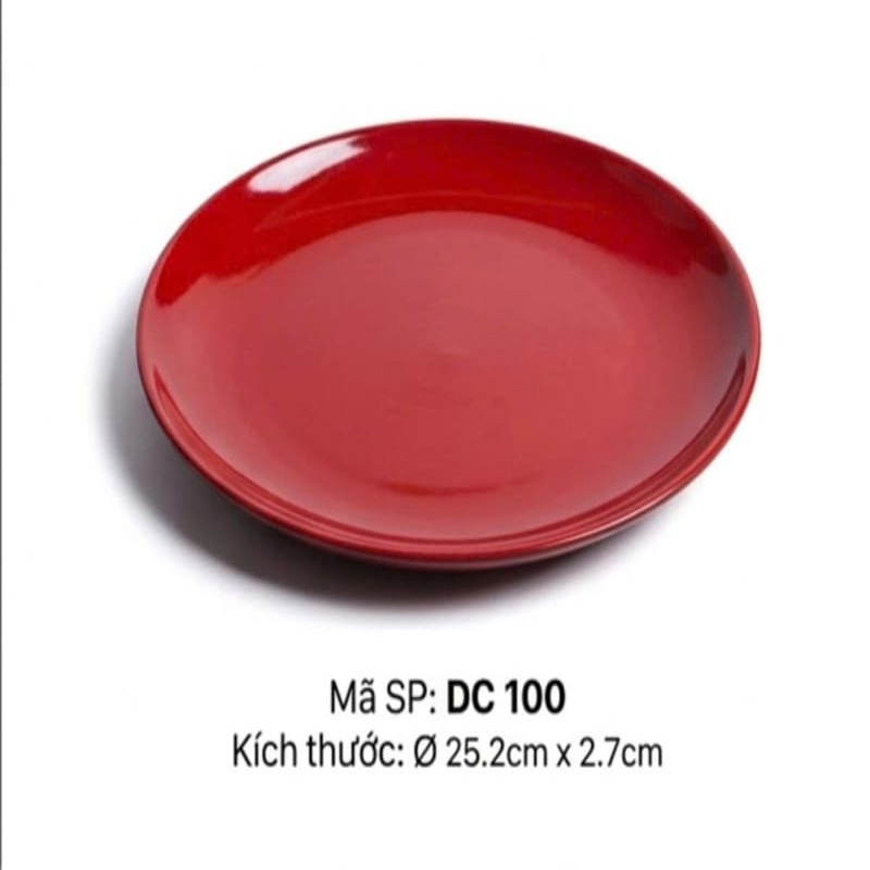 Đĩa tròn Melamine đen đỏ 2 lớp size 25.2cm DC-100