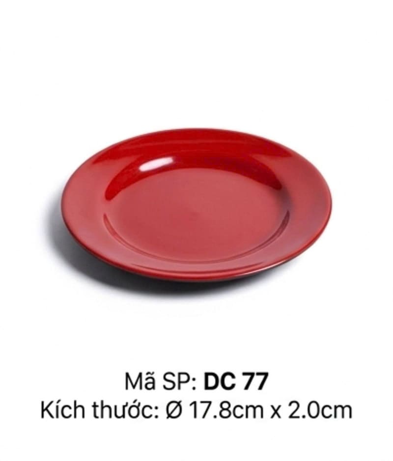 Đĩa tròn Melamine đen đỏ 2 lớp size 17.8cm DC-77