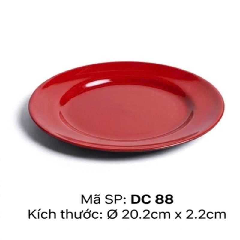 Đĩa tròn Melamine đen đỏ 2 lớp size 20.2cm DC-88