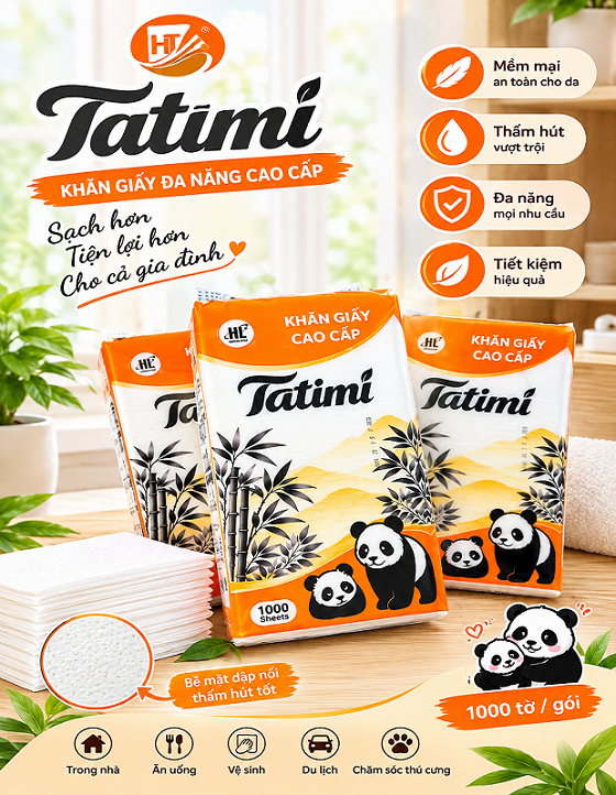 Thùng 10 gói khăn giấy rút đáy đa năng Tatimi 1000 tờ