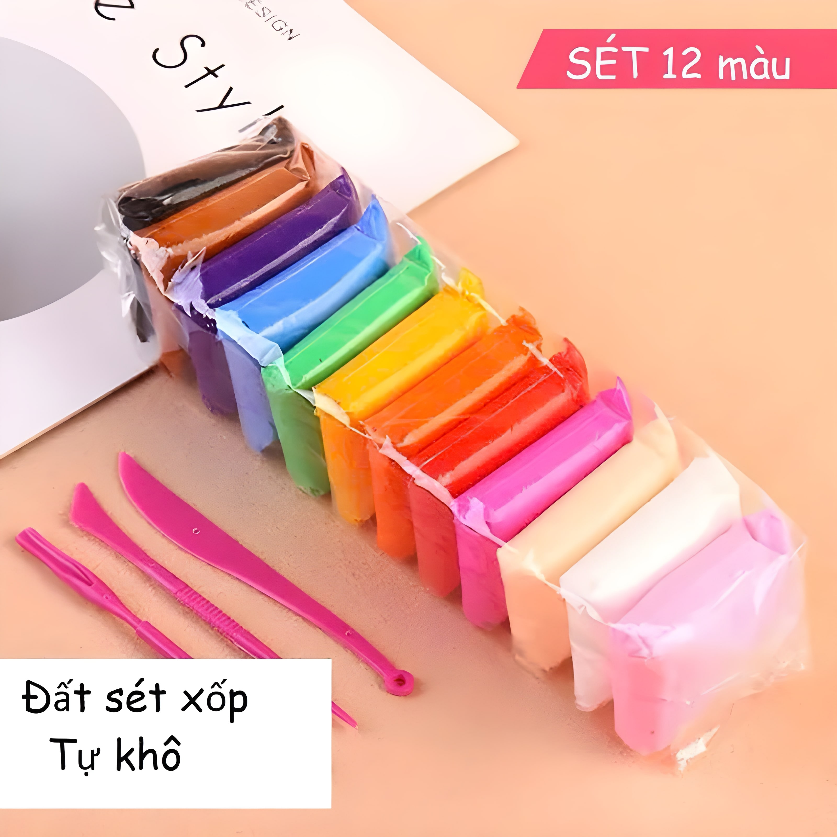 Đất sét tự khô 12 màu thoả sức sáng tạo cho bé
