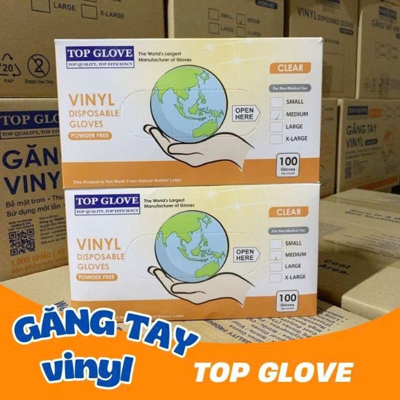Hộp 100 cái găng tay y tế không bột Vinyl Topglove