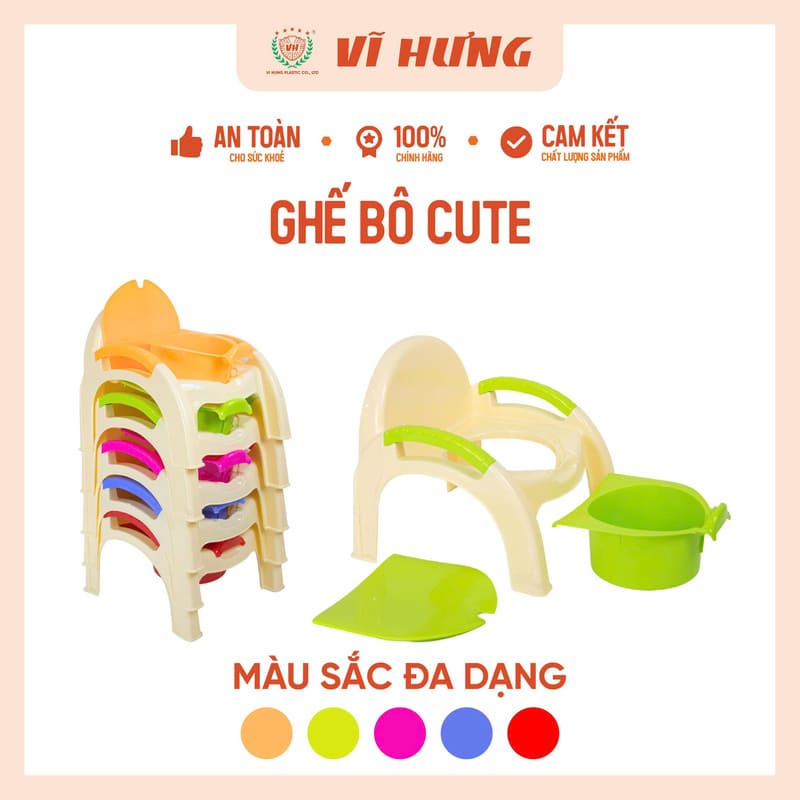 Ghế bô cute cho bé có tay vịnh nhựa Vĩ Hưng 3331