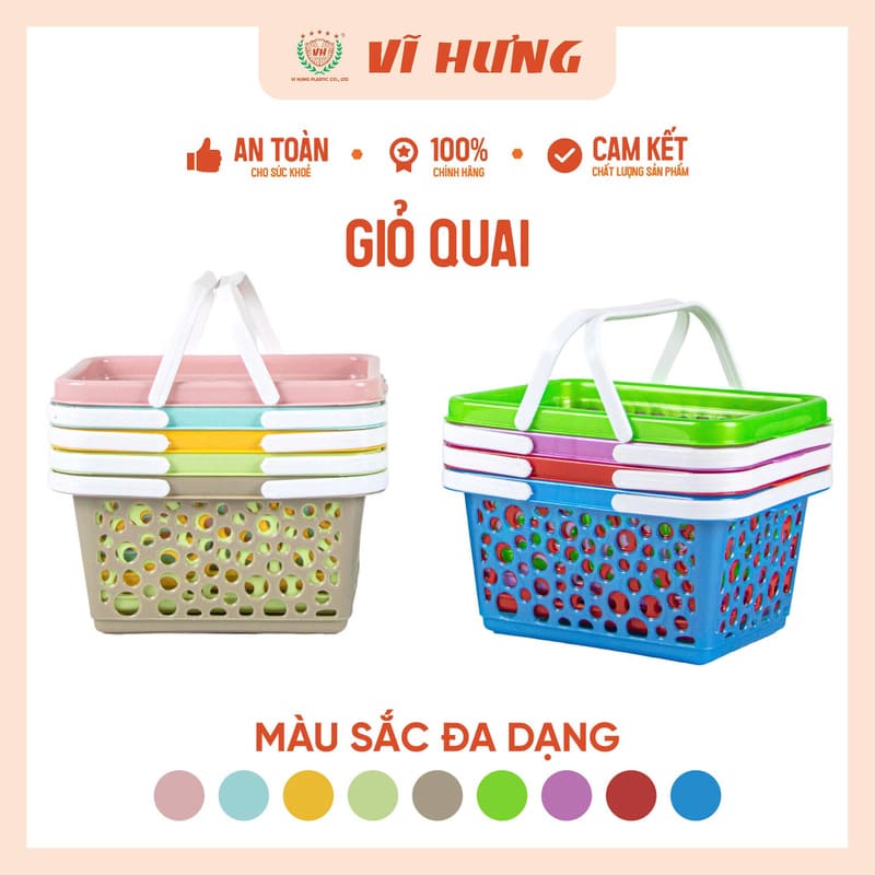 Giỏ nhựa đựng đồ có quai xách size lớn 4003 VH