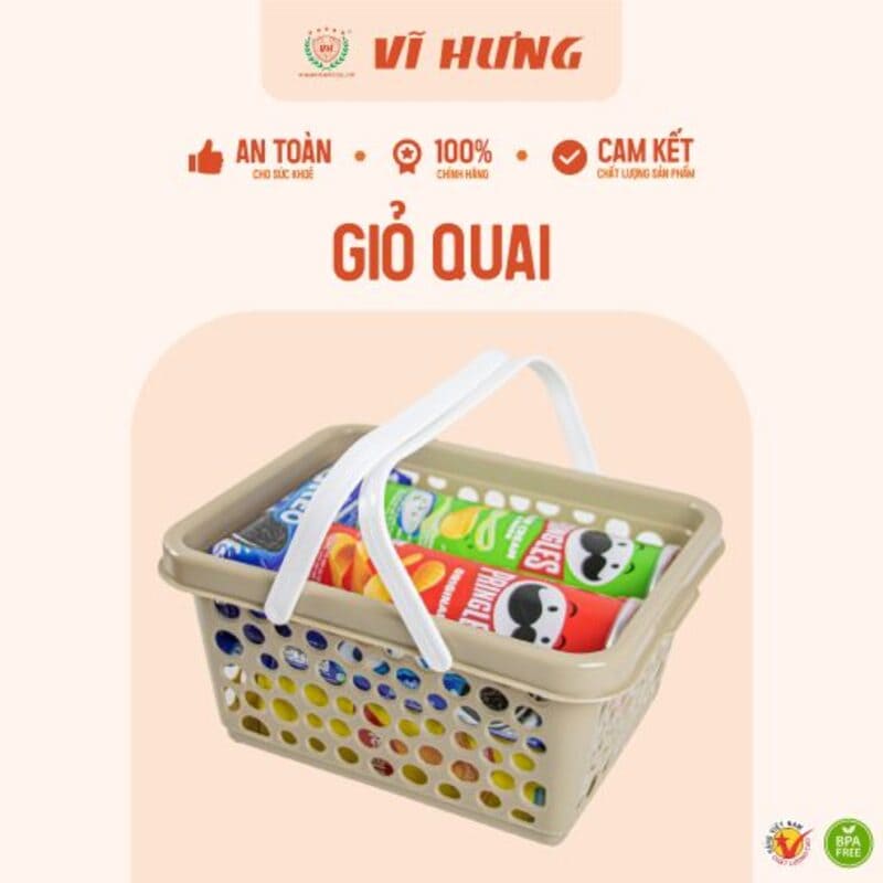 Giỏ nhựa đựng đồ có quai xách size nhỏ 4001 VH