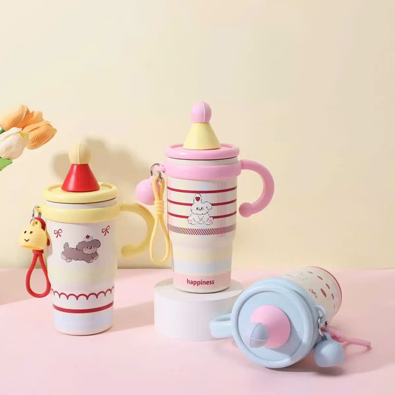 Bình giữ nhiệt Happiness núm đậy hình nón siêu cute 650ml
