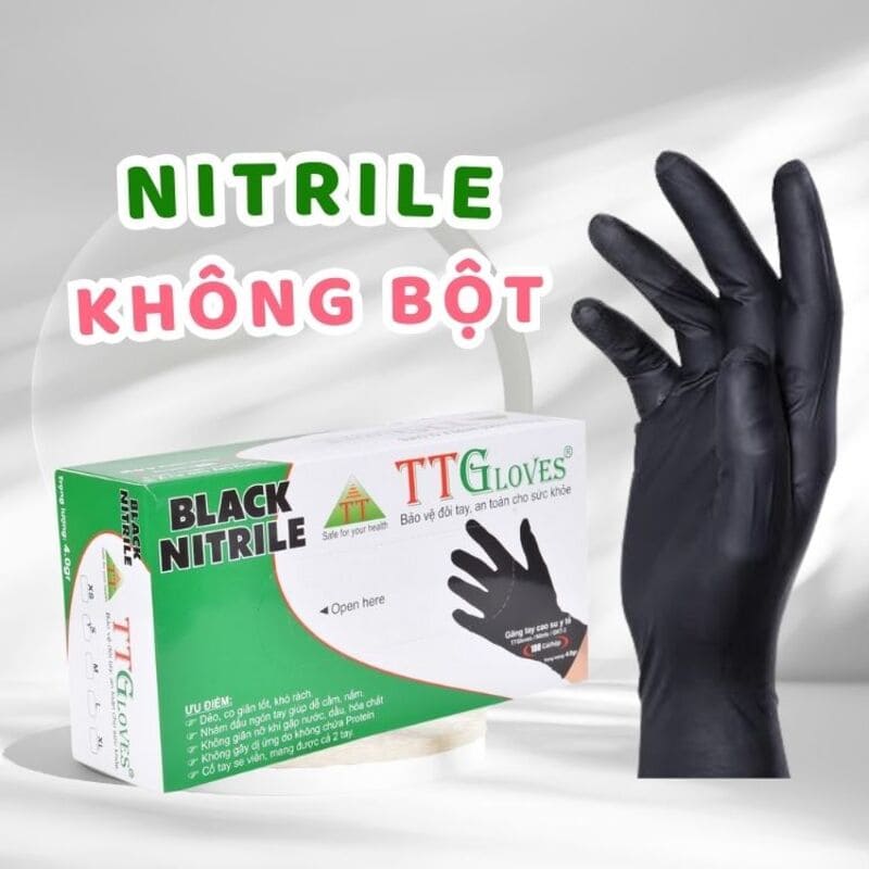Hộp 100 cái găng tay thực phẩm TTGloves màu đen