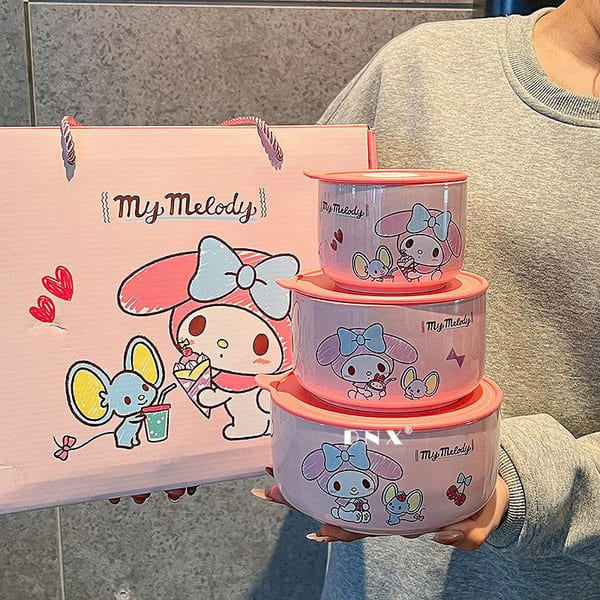 Bộ 3 hộp đựng cơm hình Melody dễ thương