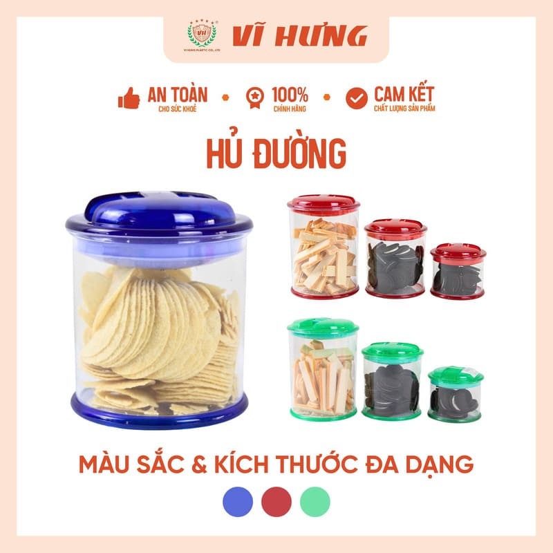 Hũ đựng đường nắp kín bảo quản thực phẩm size Lớn VH