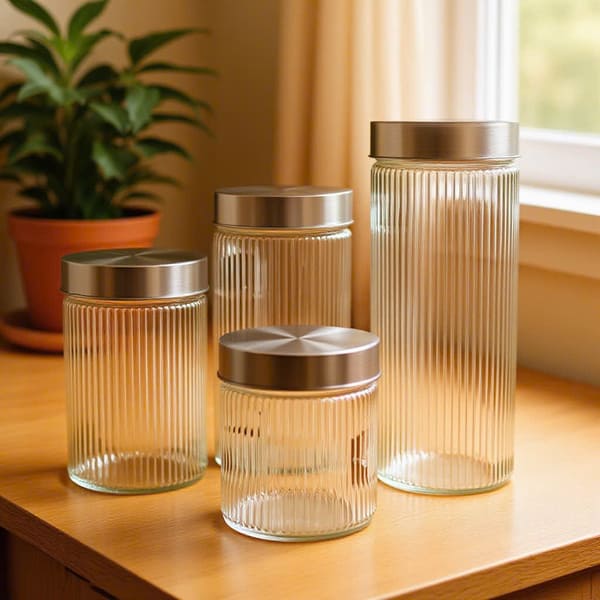 Hũ thuỷ tinh đựng thực phẩm nắp inox vặn tròn 1650ml