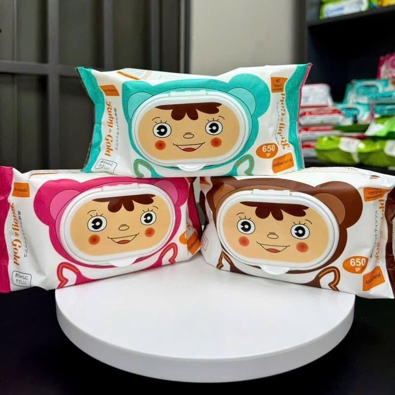 Khăn ướt Baby Wipes 3 màu gấu Corona 650g
