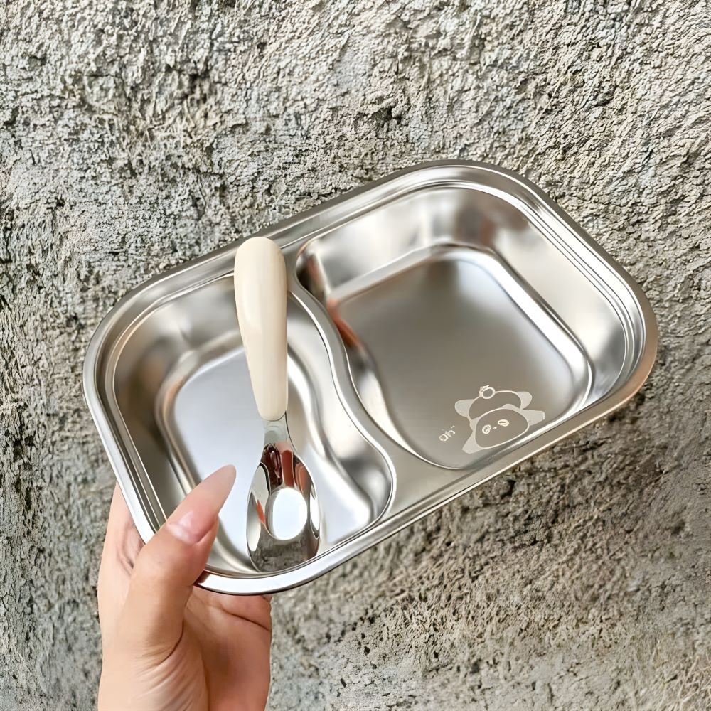 Khay cơm inox cho bé chia phần