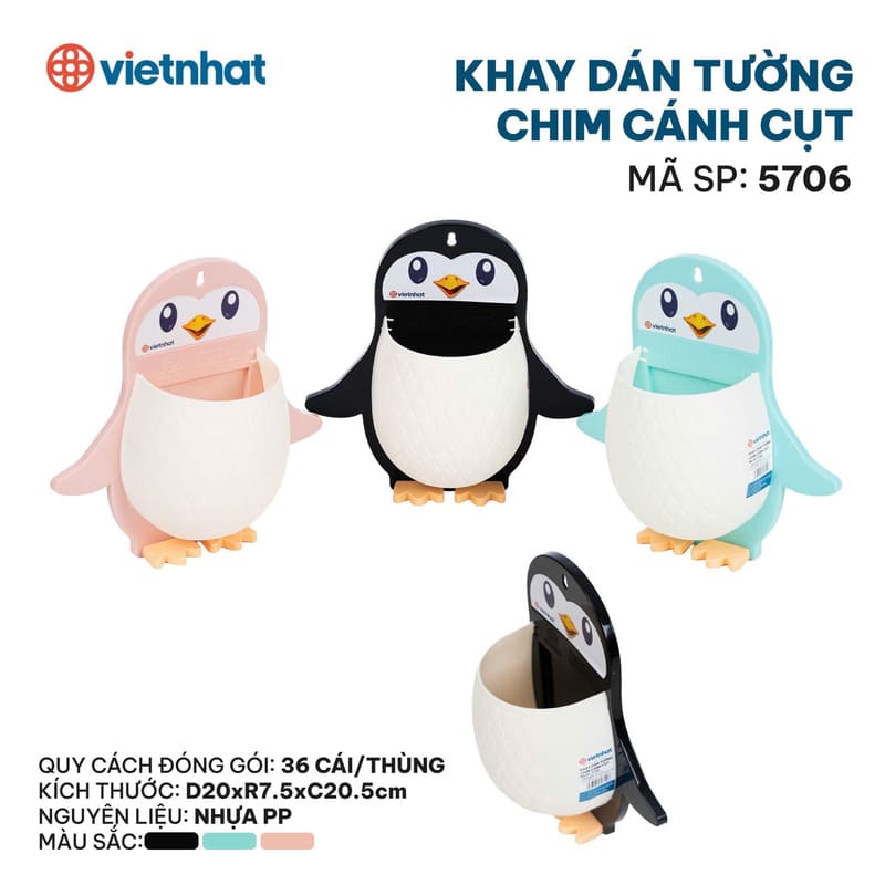 Khay đựng vật dụng dán tường chim cánh cụt Việt Nhật 5706
