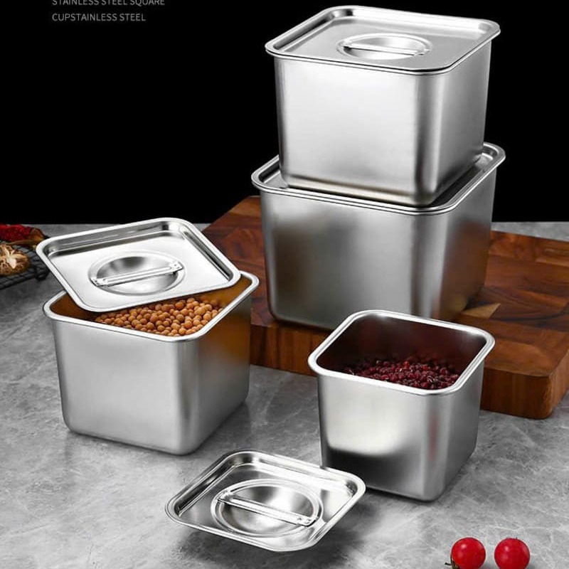 Khay inox đựng thực phẩm 1/9 size 6.5cm kèm nắp đậy