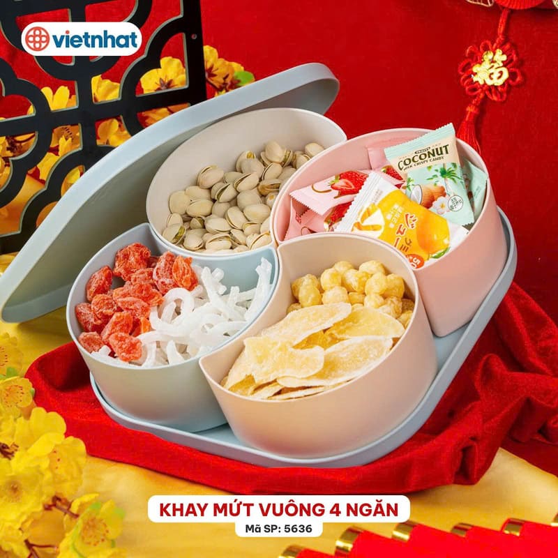 Khay mứt vuông 4 ngăn Việt Nhật 5636