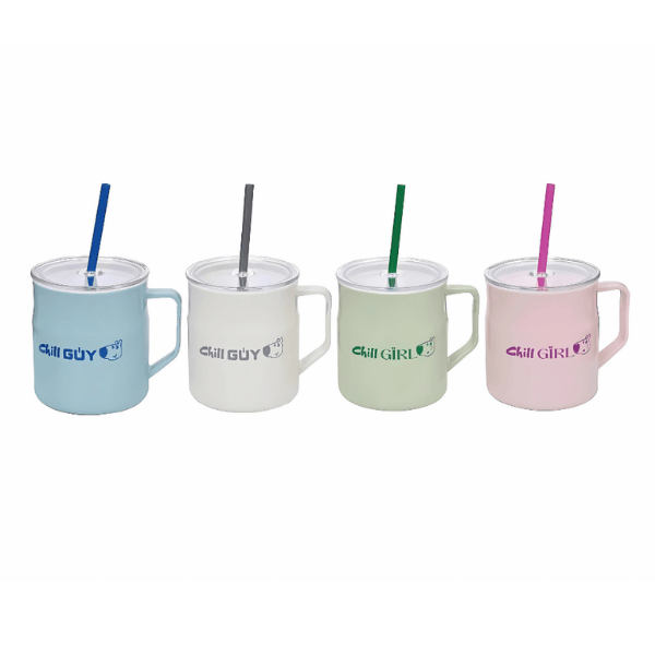 Ly giữ nhiệt 2 lớp Chill Girl có quai cầm kèm ống hút TLT 700ml