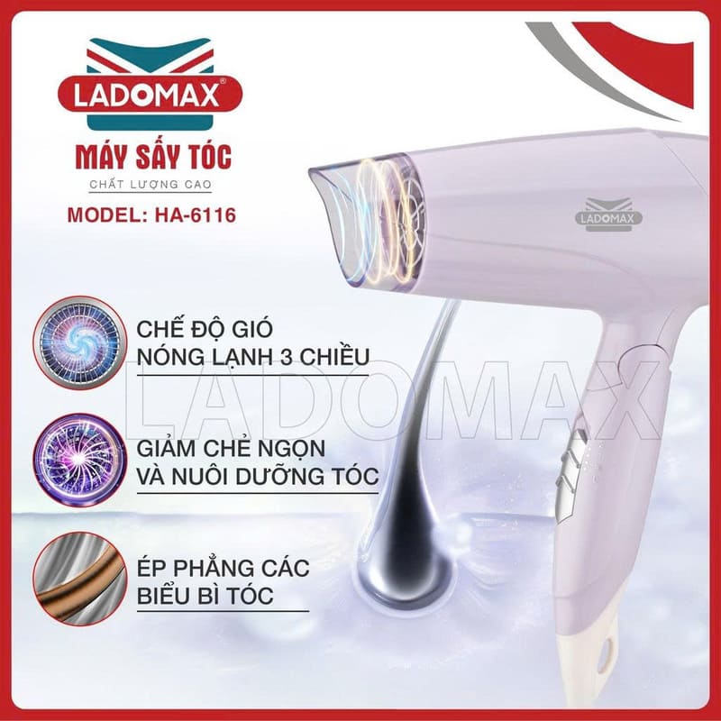 Máy sấy tóc gấp gọn Ladomax HA-6116 tiện dụng