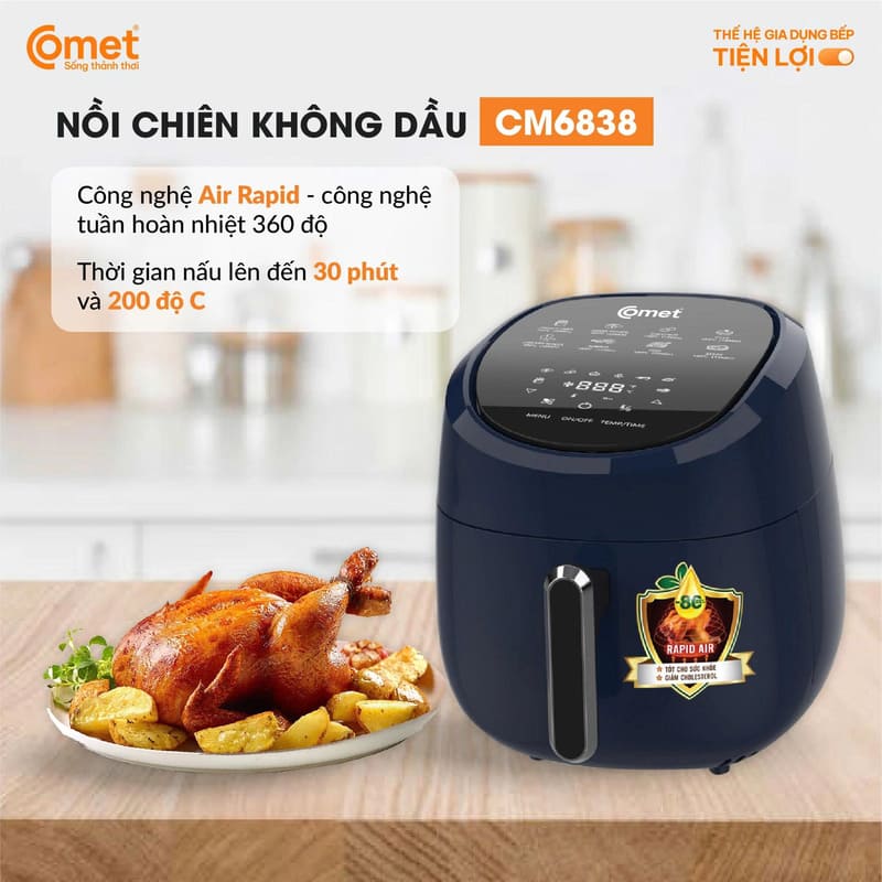 Nồi chiên không dầu Comet CM6838 4L
