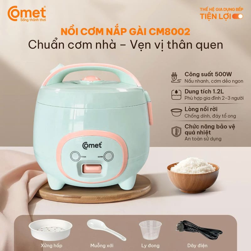 Nồi cơm điện nắp gài Comet CM8002 1.2L