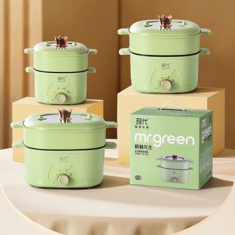 Nồi lẩu điện đa năng 2 tầng có lồng hấp Mr. Green