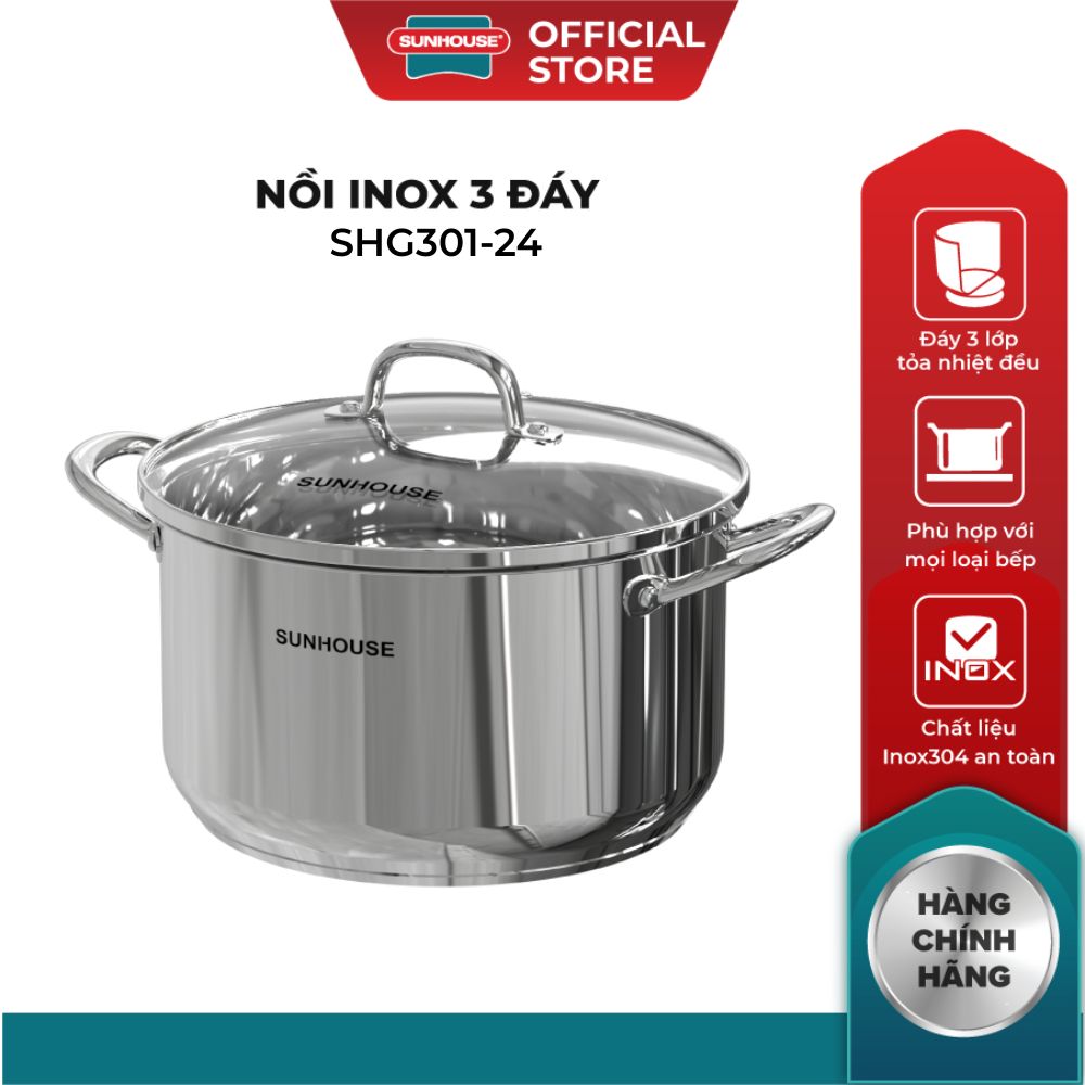 Nồi Inox 3 đáy Sunhouse SHG301-24