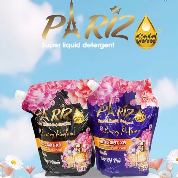 Thùng 2 gói nước giặt xả Pariz 9in1 hương nước hoa túi 3.6lít