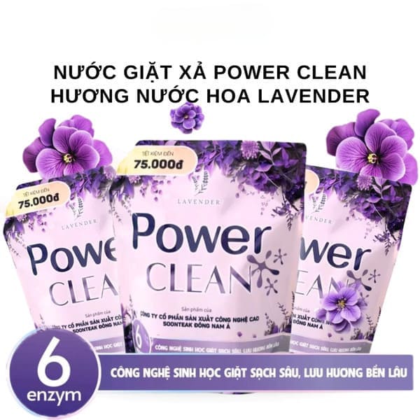 Nước giặt xả hương Lavender 2in1 Power Clean túi 3L