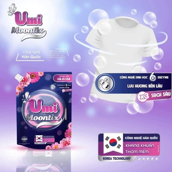Nước giặt xả lưu hương dài lâu Umi Moontix túi 3L