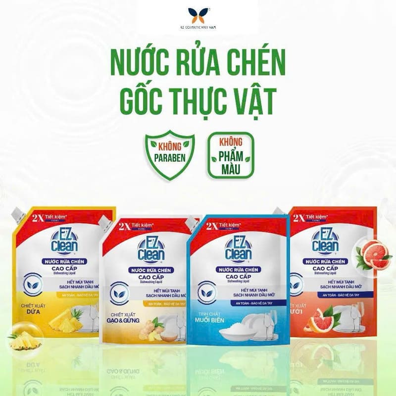 Nước rửa chén EZ CLEAN gốc thực vật túi 3.5kg