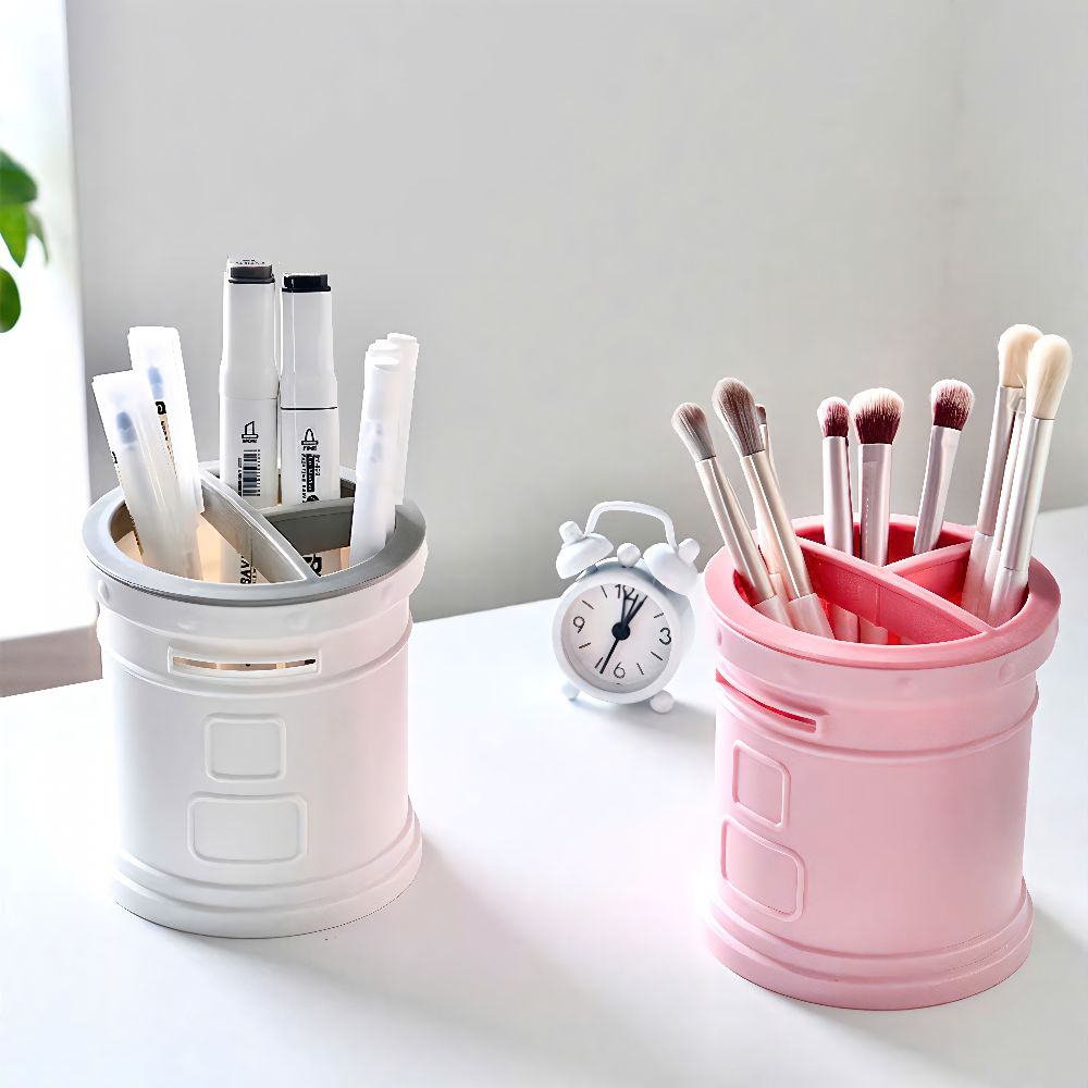 Ống đựng bút tròn 3 ngăn tiện dụng xinh xắn