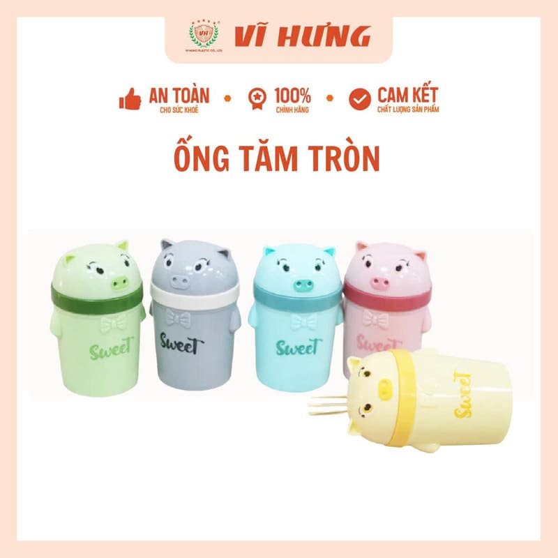Ống đựng tăm tròn hình heo dễ thương VH