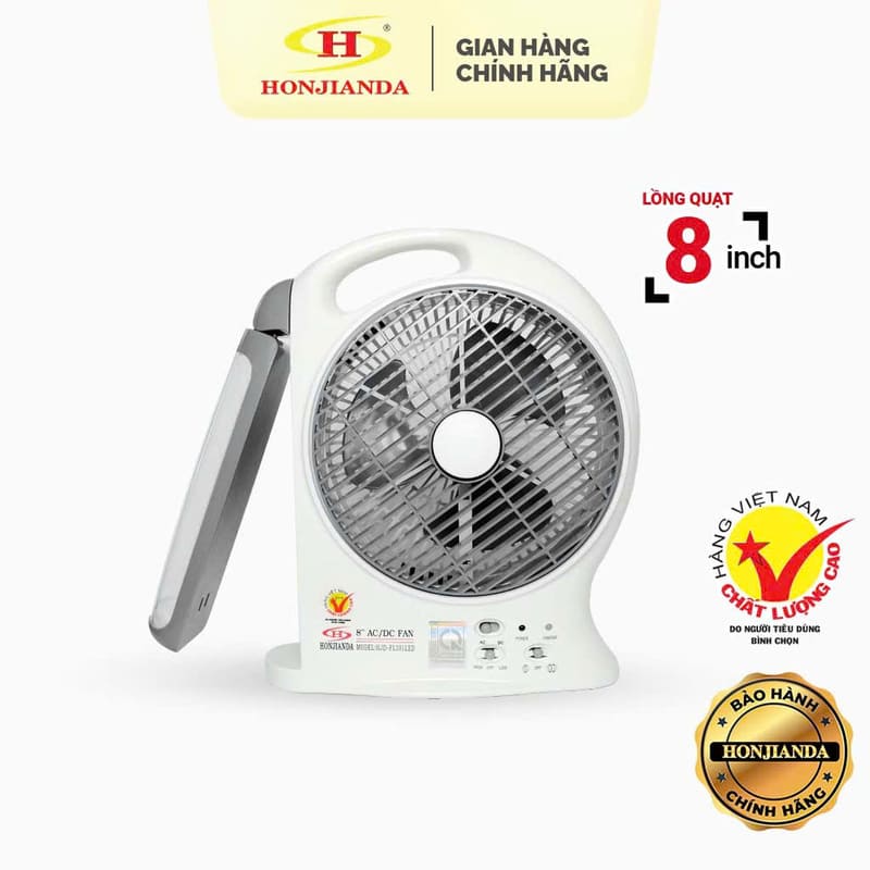 Quạt sạc tích điện dạng hộp có đèn LED HJD FL-103