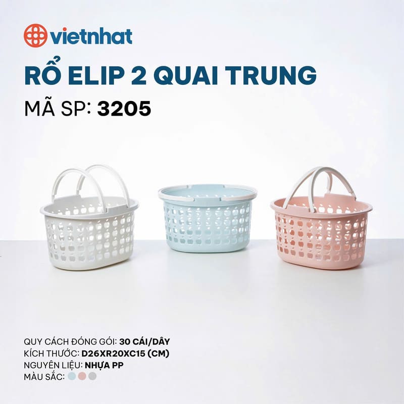 Rổ Elip 2 quai Việt Nhật size Trung 3205