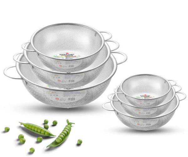 Rổ inox không gỉ sét có quai cầm size 25.5cm