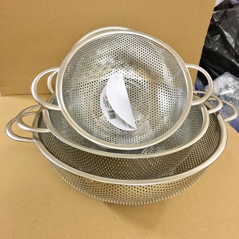 Rổ inox không gỉ sét có quai cầm size 31.5cm