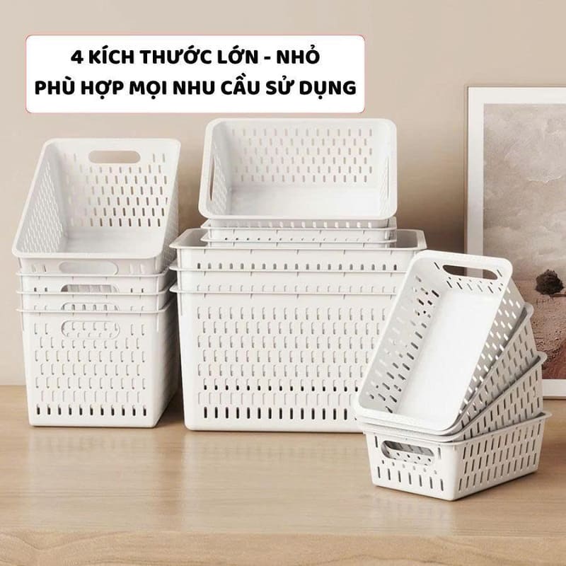 Rổ nhựa đựng đồ da dụng chữ nhật có tay cầm Duy Tân 1T6