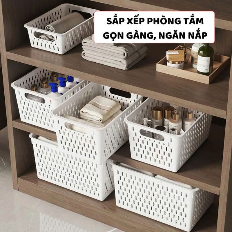 Rổ nhựa đựng đồ da dụng chữ nhật có tay cầm Duy Tân 1T1