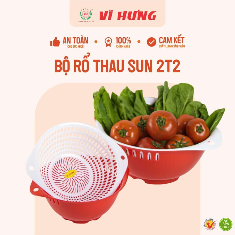 Bộ rổ thau Sun tiện dụng size 2t2 VH 3416