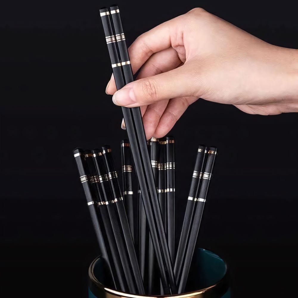 Set 10 đôi đũa 3 sọc vàng cao cấp