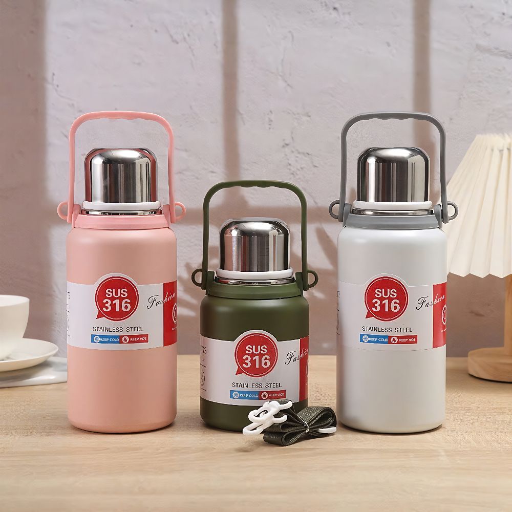 Bình giữ nhiệt cao cấp có quai xách và dây đeo 900ml